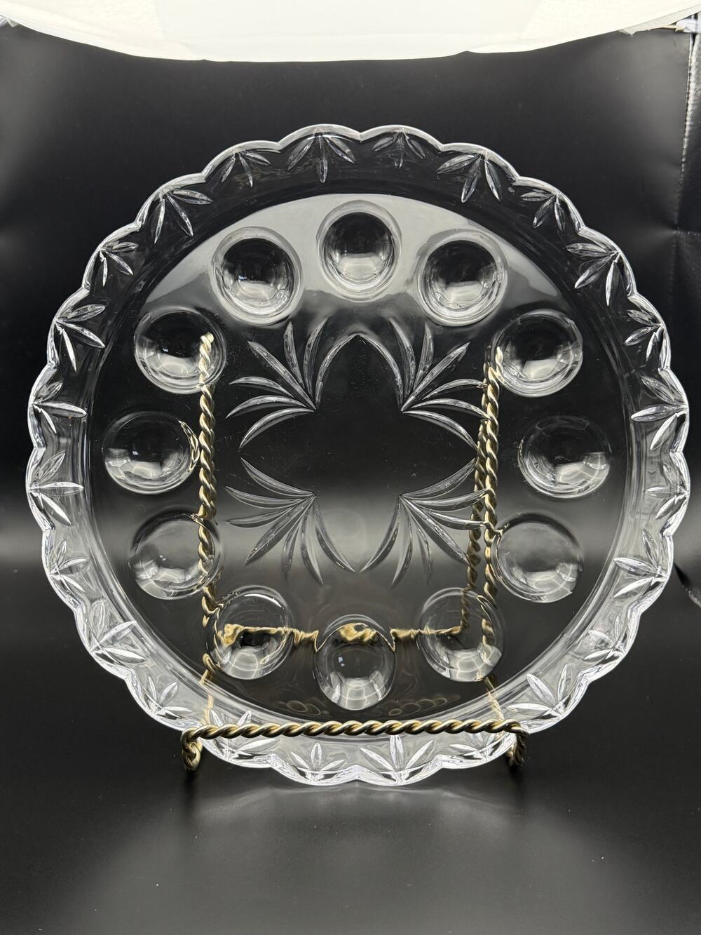 Vintage Fifth Avenue Crystal Portico clear deviled egg serving platter tray